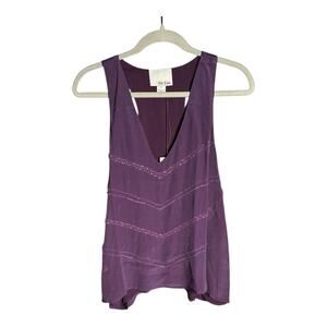Chloe Oliver Purple Sleeveless Beading Detail Blouse V Neck Size Small
